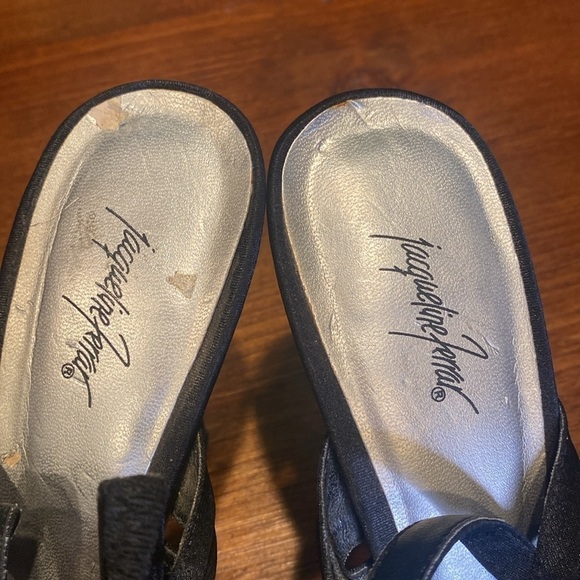 Jacqueline Ferrar💗Gayle Black Satin 4"Hi Heel Sling Back Open Toe Shoes💗Sz 8M - Picture 10 of 11